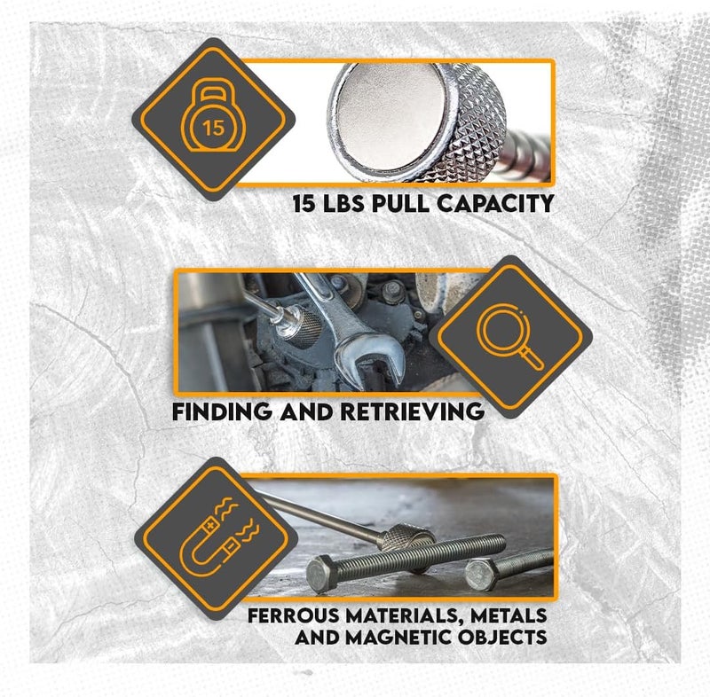 SE 30-Inch Telescopic Magnetic Pick-Up Tools with 15-lb Pull Capacity, 2-Pack - Extendable Stainless Steel Shaft, Cushioned Grip - 8036TM-NEW-2 - Image 4