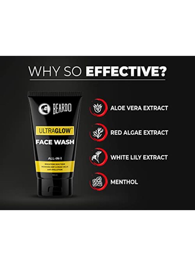 BEARDO Ultraglow Facewash For Men, 100 Ml (Pack Of 2) - Image 4