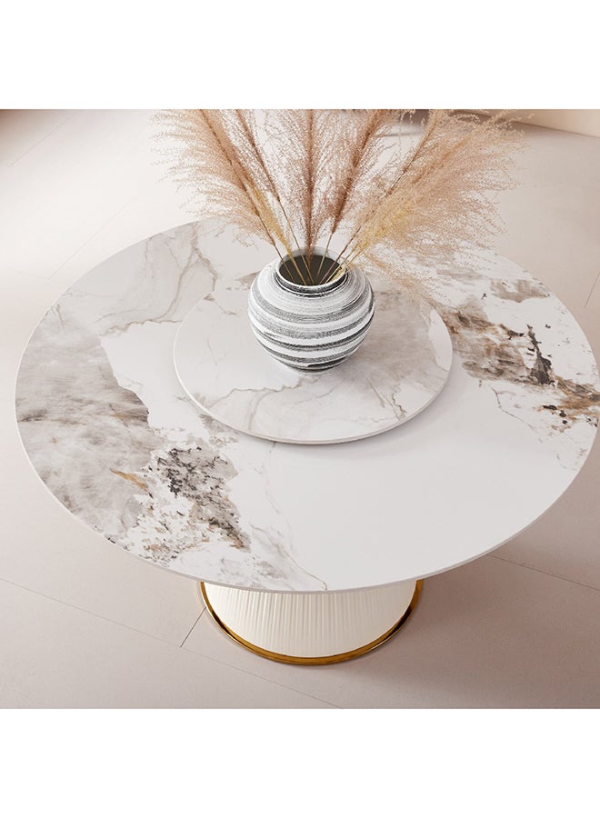 Home Box Carmella 6-Seater Round Sintered Stone Dining Table with Lazy Susan 155 x 75 x 155 cm  - Image 2