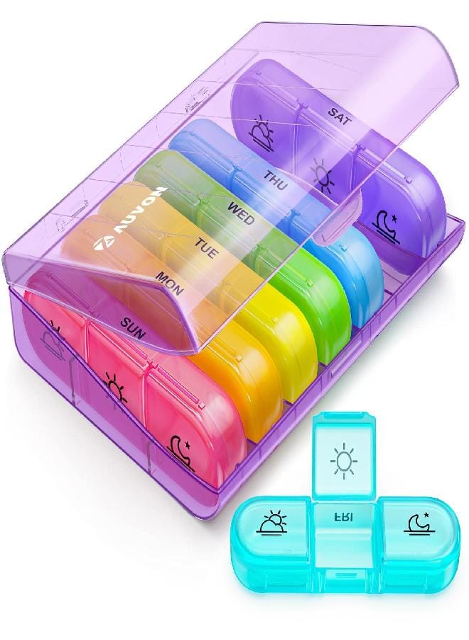 AUV0N AUVON Weekly Pill Organizer 3 Times a Day, Large 7 Day Pill Box 3 Times a Day with Separate Container, Portable Pill Case for Medication, Vitamins, Fish Oil and Supplements - Image 1
