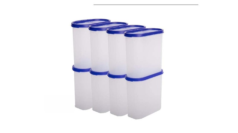 Urmila Plastic® Modular Plastic Storage Container for kitchen Set, 1800ml, (7.6 Cup/60.9 Oz) (Blue, Pack of 8) - Image 1