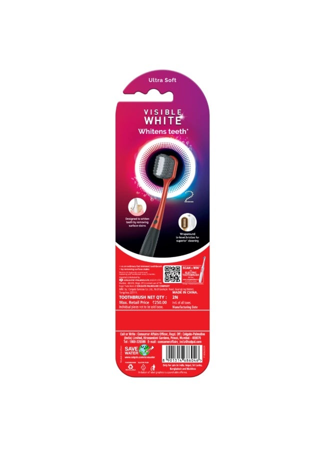 كولجيت فرشاة أسنان كولجيت فيزيبل وايت O2 - 2 قطعة - Image 2