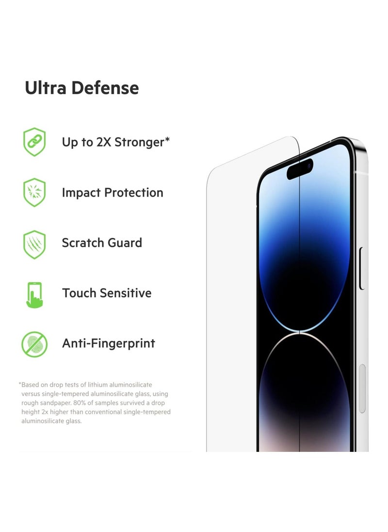 Raxoom UltraGlass iPhone 14 Pro Max Screen Protector, AntiMicrobial-Treated, Easy Bubble Free Application with Included Installation Guide Tray, 9H Hardness Tested - Image 2