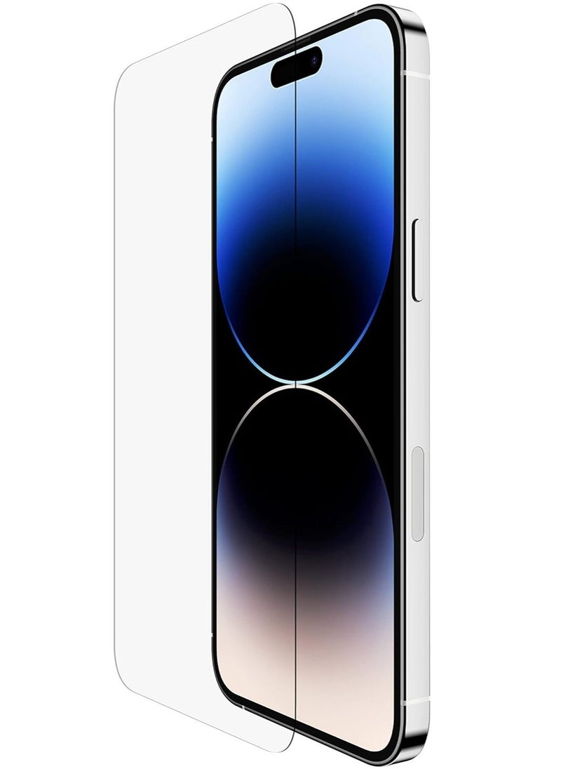 Raxoom UltraGlass iPhone 14 Pro Max Screen Protector, AntiMicrobial-Treated, Easy Bubble Free Application with Included Installation Guide Tray, 9H Hardness Tested - Image 1