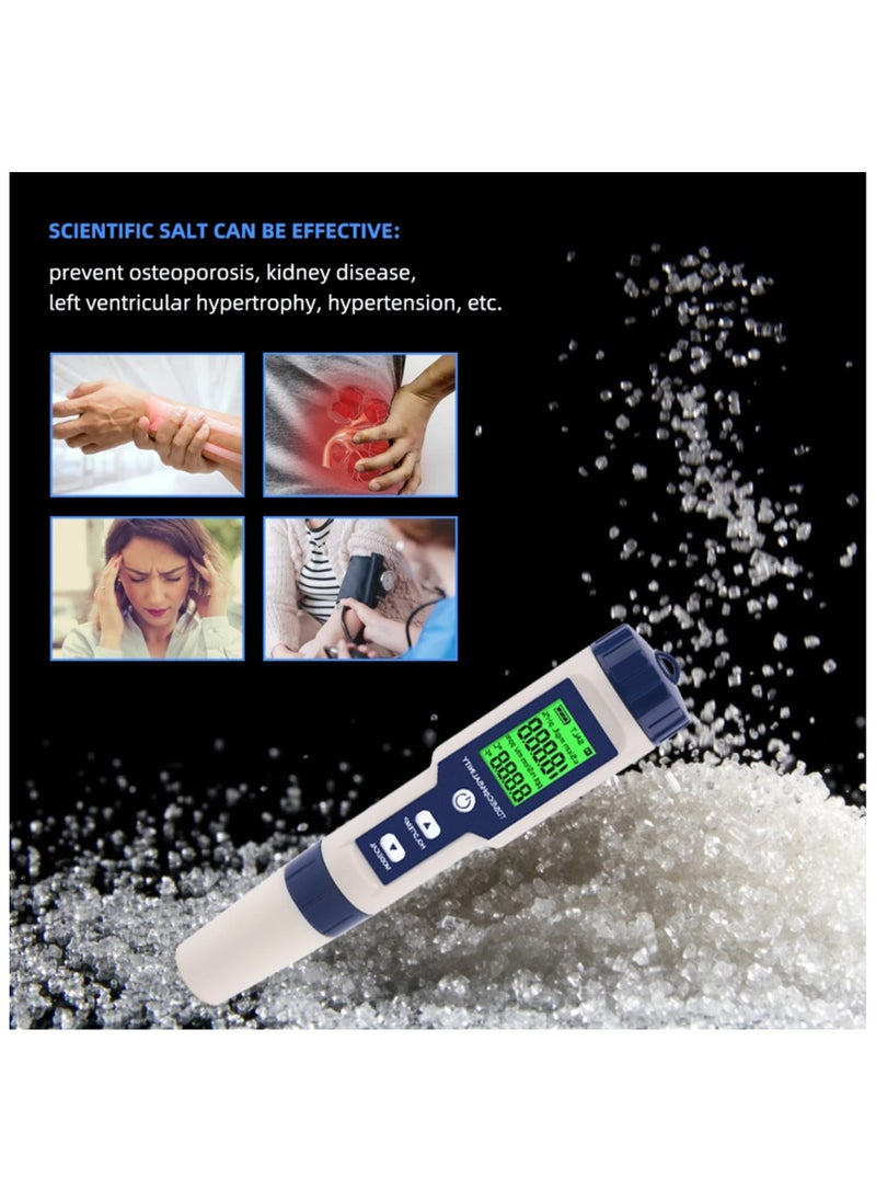 ELIKLIV - 5-in-1 Digital Water Quality Meter, 0.01 High Accuracy PH Tester Digital for Water TDS/EC/Salinity/Temperature/PH Pen, PPM Meter Water Tester for Drinking Water, Hydroponics, Plants, Aquariums and Swimming Pools - Image 1