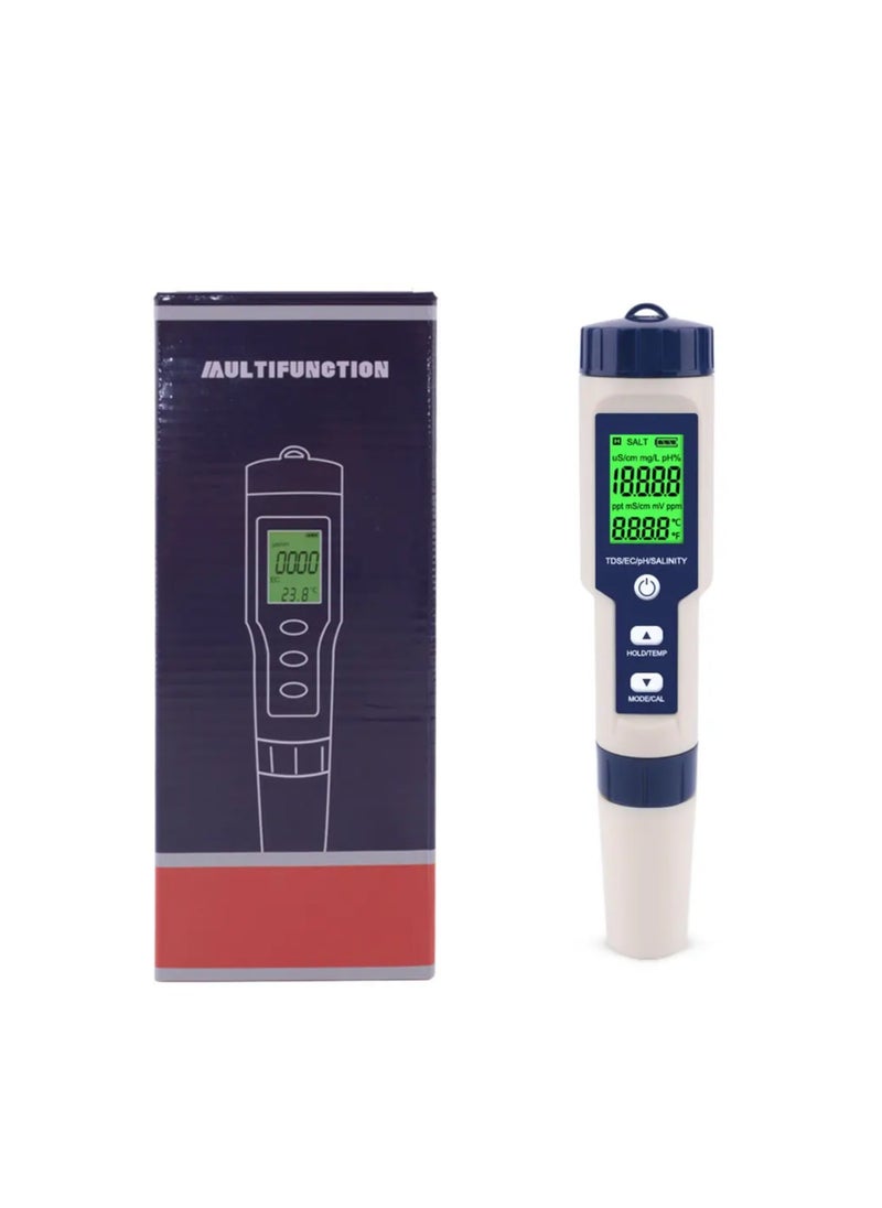 ELIKLIV - 5-in-1 Digital Water Quality Meter, 0.01 High Accuracy PH Tester Digital for Water TDS/EC/Salinity/Temperature/PH Pen, PPM Meter Water Tester for Drinking Water, Hydroponics, Plants, Aquariums and Swimming Pools - Image 1