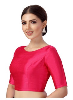 Studio Shringaar Studio Shringaar Women's Polyester Elbow Length Sleeves Plain Coloured Saree Blouse(Pink, 38)  - Image 2