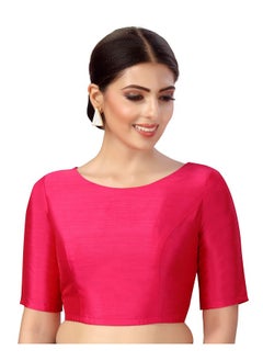 Studio Shringaar Studio Shringaar Women's Polyester Elbow Length Sleeves Plain Coloured Saree Blouse(Pink, 38)  - Image 3