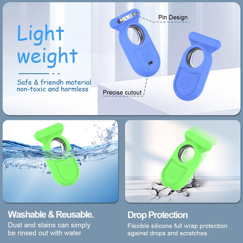 [4-Pack] Silicone Case for Galaxy Smart Tag 2, Hidden Pin SmartTag 2 Holder All-Round Protection Galaxy Smart Tag 2 Case for Dog Collar Luggage Clothes Kids Elder (White/Blue/Green/Rose Red) - Image 3