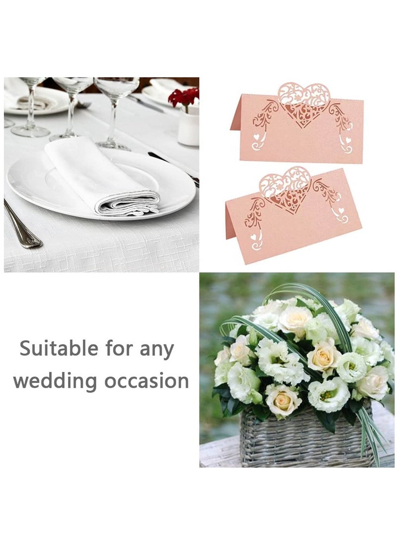 Heart Shaped Hollow Out Pink Place Cards Wedding Decoration Buffet Table Setting Name Place Cards for Wedding Baby Shower(70 Pcs) - Image 4