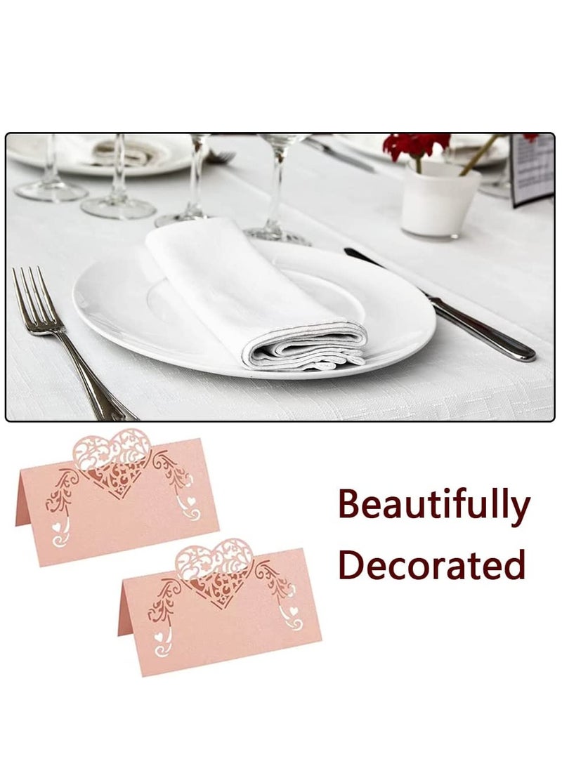 Heart Shaped Hollow Out Pink Place Cards Wedding Decoration Buffet Table Setting Name Place Cards for Wedding Baby Shower(70 Pcs) - Image 3