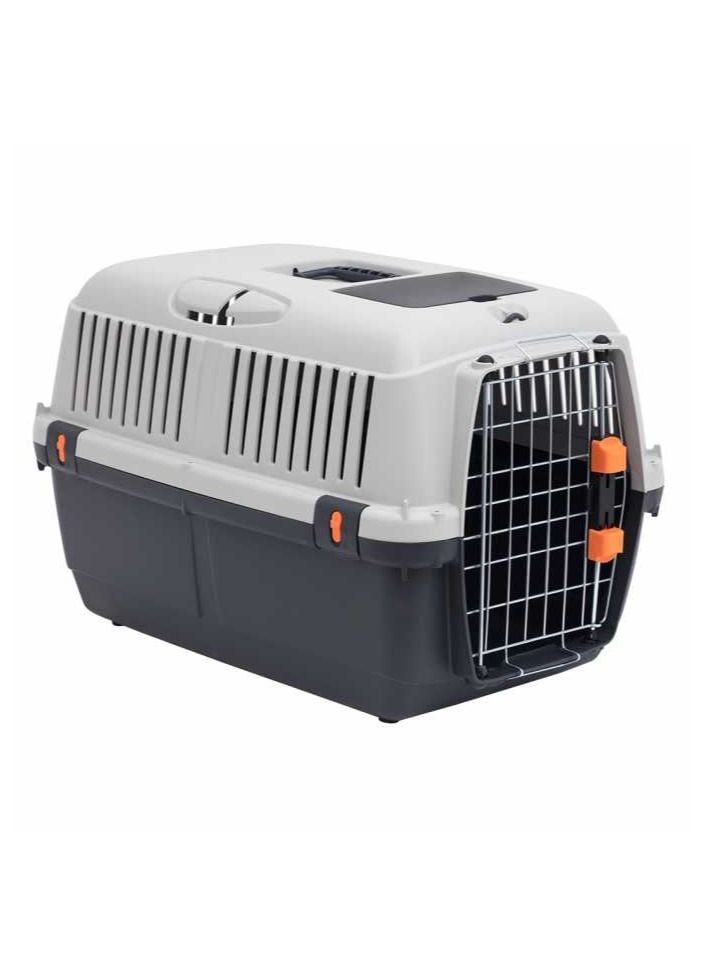 Duvo + قفص حيوانات أليفة براكّو للسفر، رمادي/أسود 55x36x35 سم
