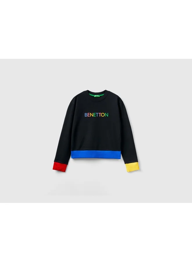 UNITED COLORS OF BENETTON Pullover Sweatshirt With Logo Print
