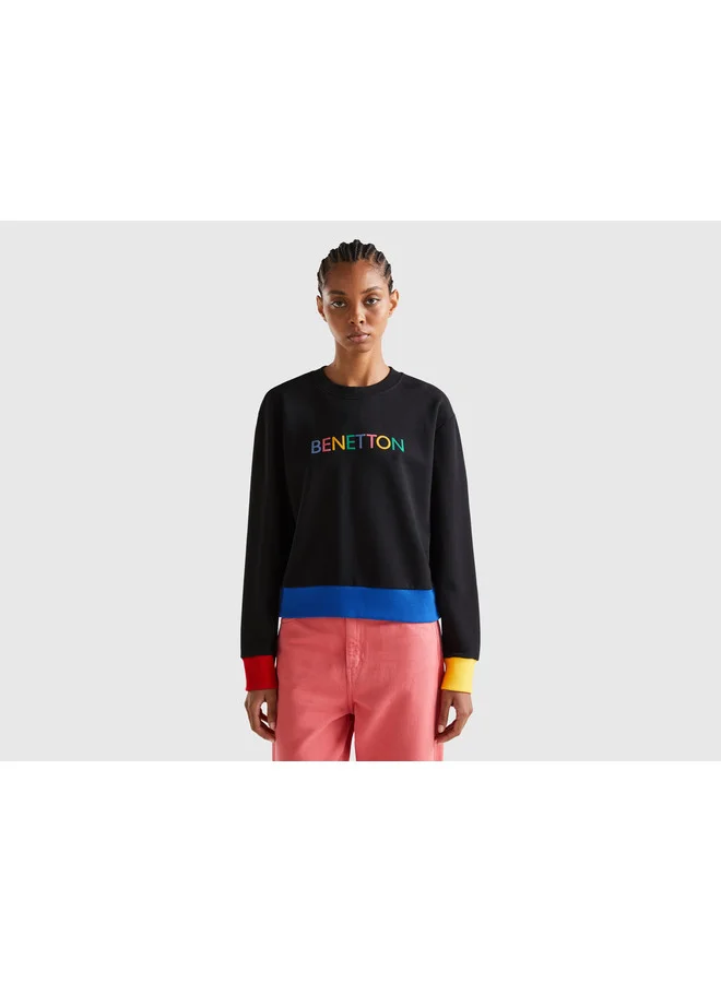 UNITED COLORS OF BENETTON Pullover Sweatshirt With Logo Print