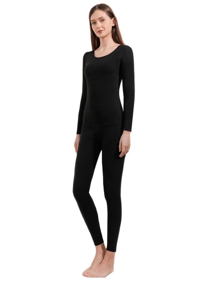 GGEROU Women's Thermal Underwear Breathable Set of Pants and Thermal Shirt Women, Shirt with Thin Bottom and U-Neck Thermal Underwear  - Image 1