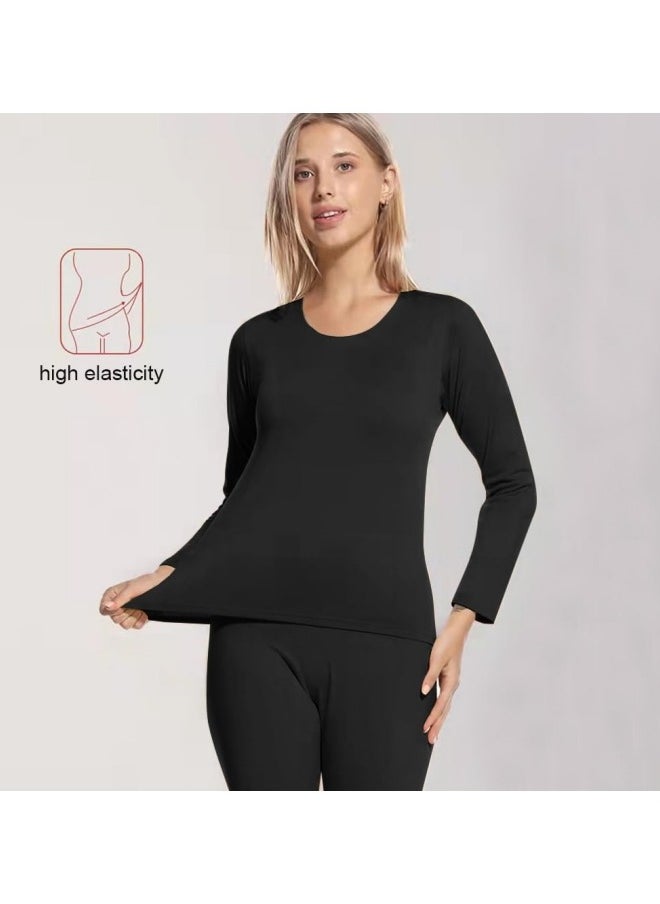 GGEROU Women's Thermal Underwear Breathable Set of Pants and Thermal Shirt Women, Shirt with Thin Bottom and U-Neck Thermal Underwear  - Image 3