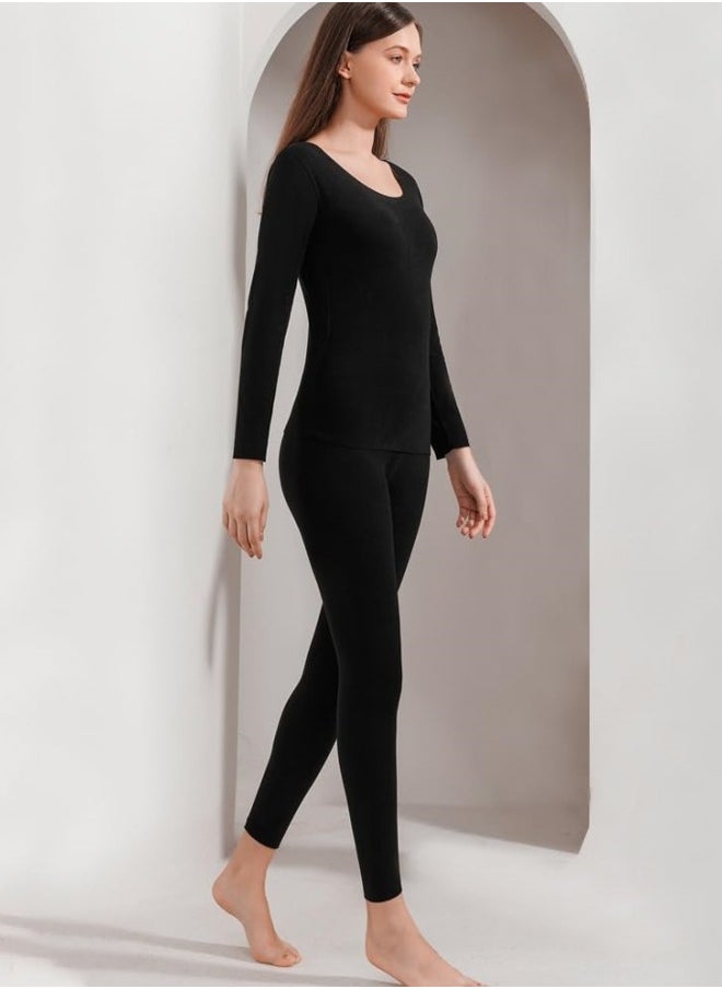 GGEROU Women's Thermal Underwear Breathable Set of Pants and Thermal Shirt Women, Shirt with Thin Bottom and U-Neck Thermal Underwear  - Image 2