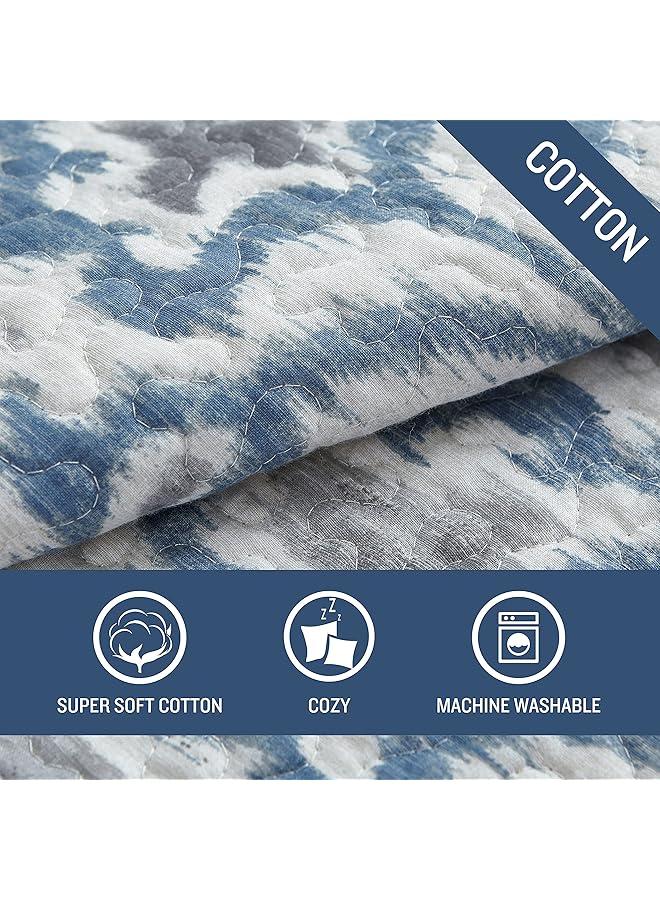 تومي بهاما طقم لحاف قابل للعكس من القطن مع غطاء وسادة متناسق لجميع المواسم، ديكور منزلي ساحلي، توأم، الرأس الأخضر، رمادي دخاني، أزرق - Image 5