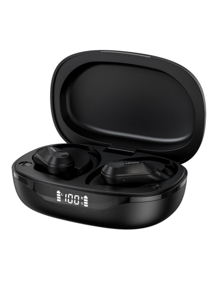لينوفو سماعات بلوتوث LP75، سماعات رأس لاسلكية مع شاشة رقمية LED، صوت جهير عالٍ لتقليل الضوضاء، سماعات أذن متينة مقاومة للماء مع ميكروفون مدمج، (قطعة واحدة، أسود) - Image 1