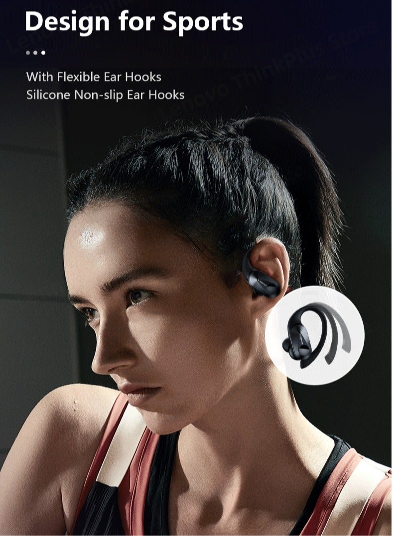 لينوفو سماعات بلوتوث LP75، سماعات رأس لاسلكية مع شاشة رقمية LED، صوت جهير عالٍ لتقليل الضوضاء، سماعات أذن متينة مقاومة للماء مع ميكروفون مدمج، (قطعة واحدة، أسود) - Image 2