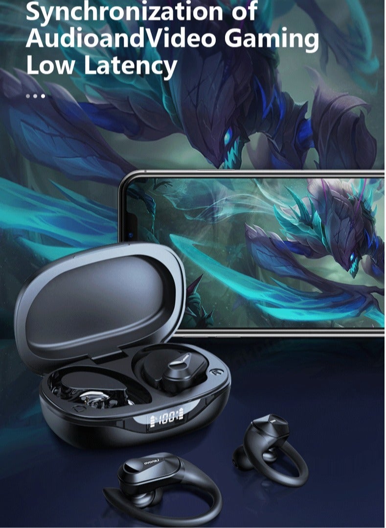 لينوفو سماعات بلوتوث LP75، سماعات رأس لاسلكية مع شاشة رقمية LED، صوت جهير عالٍ لتقليل الضوضاء، سماعات أذن متينة مقاومة للماء مع ميكروفون مدمج، (قطعة واحدة، أسود) - Image 3