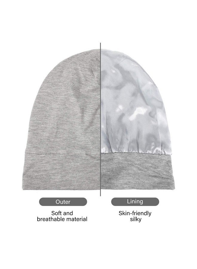 Geyoga 4 Pieces Hair Bonnet For Men Silk Satin Sleep Cap Cover Night Sleeping Beanie Gifts For Boyfriend Husband Dad (Dark Colors)  - Image 5