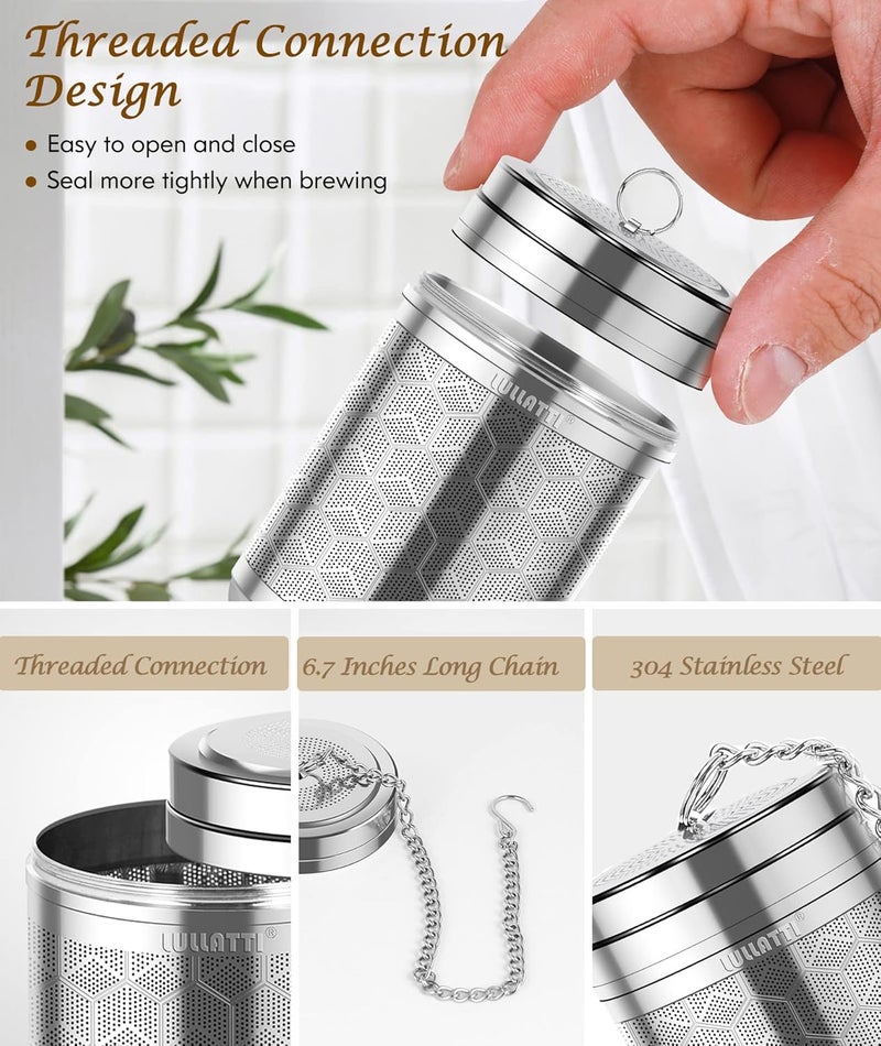 LULLATTI Large Tea Infuser for Loose Tea(2 Pack), 304 Stainless Steel Tea Ball Strainer, Extra Fine Mesh Tea Steeper for Brewing All Kind of Tea, Fits for Most Teapot, Cups or Mugs - Image 3