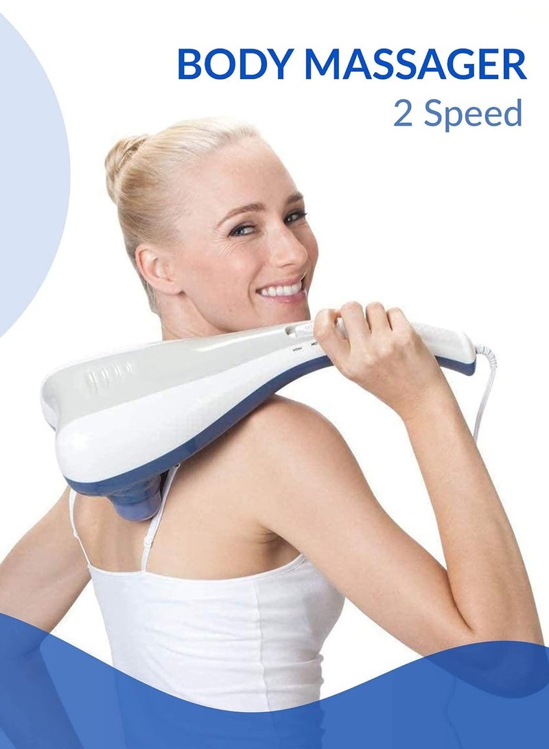 دينكس جهاز تدليك محمول باليد مزدوج الراس لكامل الجسم بالتسخين والاهتزاز بالاشعة تحت الحمراء لتدليك الانسجة الكهربائية مزدوجة الايقاع والرقبة والكتف والظهر والذراعين والساق والقدم وعضلات الساق - Image 2