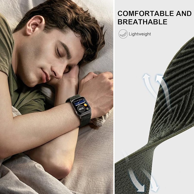 Stretchy Nylon Solo Loop Bands Compatible with Apple Watch 38mm 40mm 41mm 42mm 44mm 45mm, Adjustable Braided Sport Elastic Wristbands Women Men Straps for iWatch Series 7/6/5/4/3/2/1/SE, 4 Packs - Image 3
