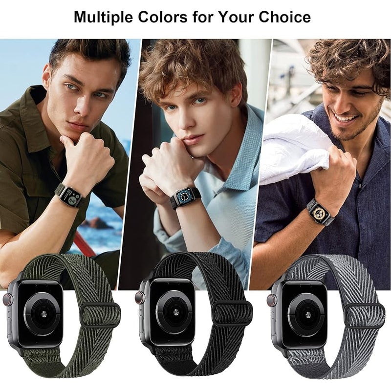 Stretchy Nylon Solo Loop Bands Compatible with Apple Watch 38mm 40mm 41mm 42mm 44mm 45mm, Adjustable Braided Sport Elastic Wristbands Women Men Straps for iWatch Series 7/6/5/4/3/2/1/SE, 4 Packs - Image 4