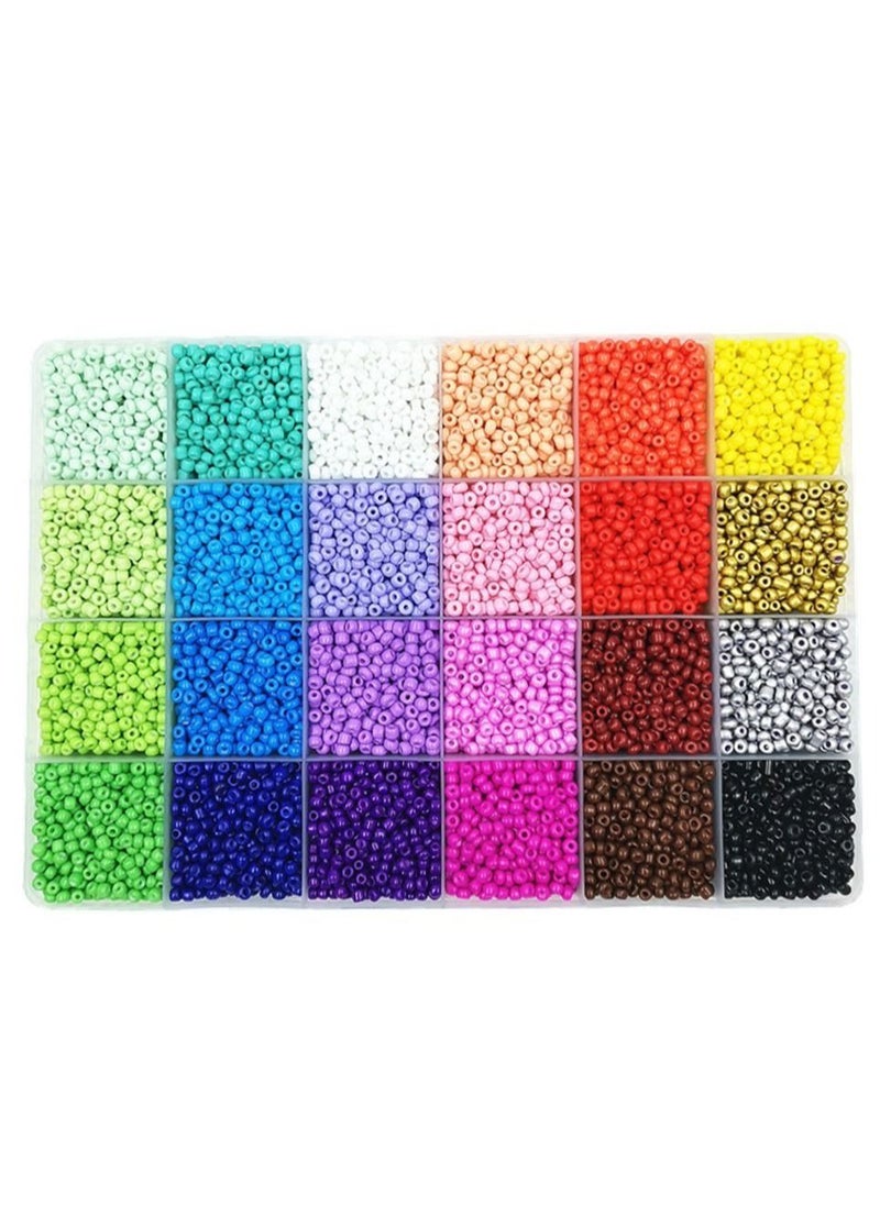 Generic - 2MM Bracelet Beads for Jewelry Making Kit DIY 24 Grid Solid Color Bead Paint Bead Set Art and Craft with Rolls of Elastic String  24000 Tablets 1 Box - Image 1
