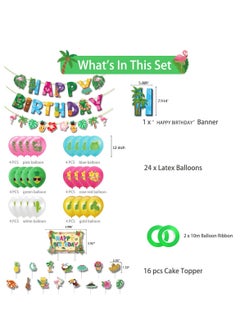 Mordely Hawaiian Birthday Party Decorations for Girls Boys Flamingo Pineapples Cactus Happy Birthday Banner Balloons Cake Cupcake Toppers for Summer Luau Hawaii Aloha Tropical Beach Theme Party Supplies  - Image 2