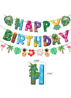 Mordely Hawaiian Birthday Party Decorations for Girls Boys Flamingo Pineapples Cactus Happy Birthday Banner Balloons Cake Cupcake Toppers for Summer Luau Hawaii Aloha Tropical Beach Theme Party Supplies  - Image 4