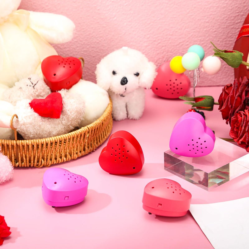 Copkim 6 Pcs 20 Seconds Valentine's Voice Recorder for Stuffed Animal Heart Shape Sound Recorder Push Button Recordable Device Sound Module for Gift Recording Voice Message(Red, Rose Red, Pink) - Image 5