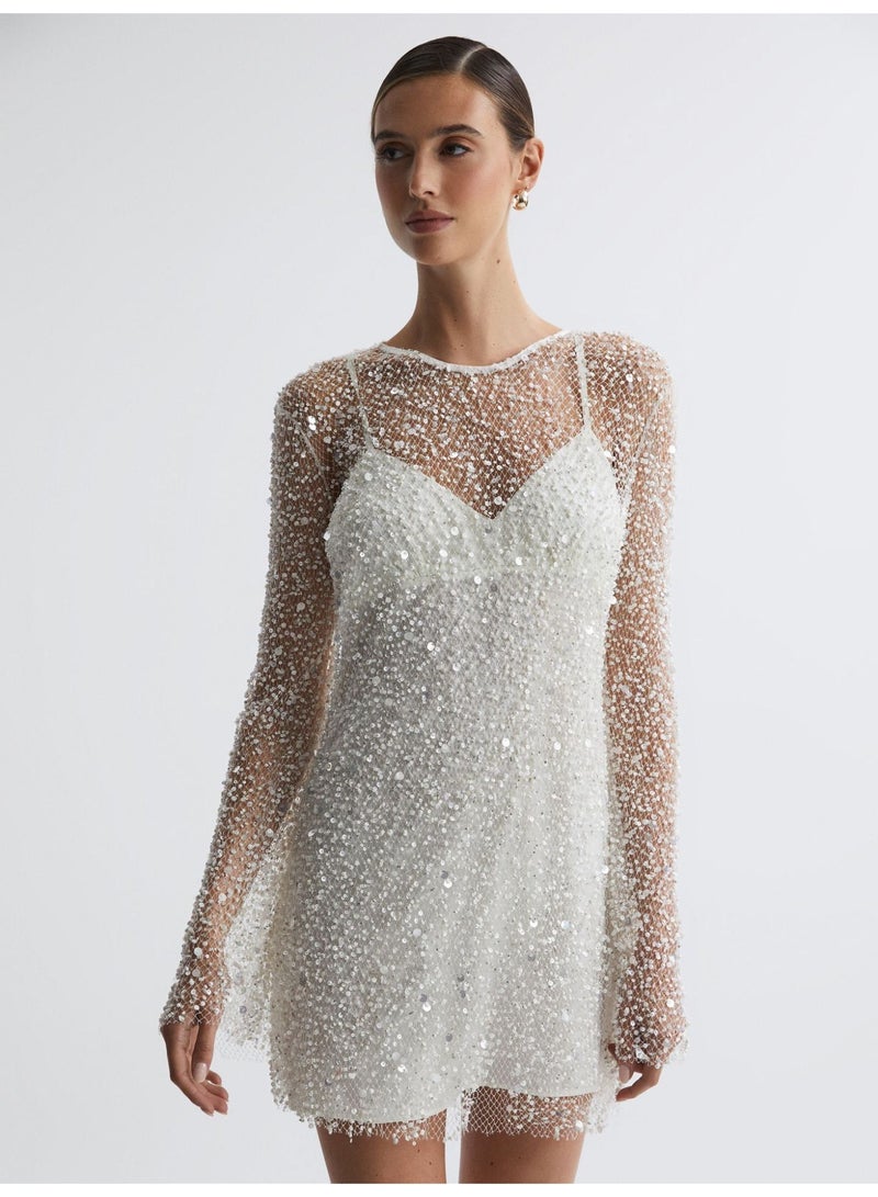 NIBEMINENT Long Sleeve Sequin Mini Dress Sequin Party Dresses for Women Mini Party Dress Cocktail Dress Sparkle Glitter - Image 3