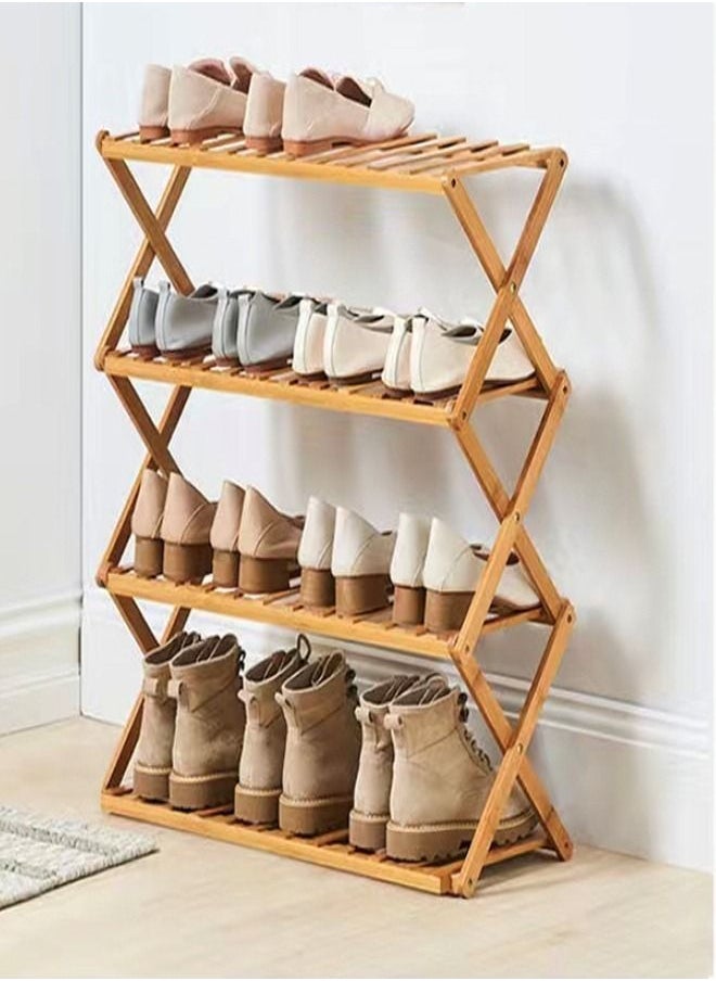 4 Tier Portable Multipurpose Foldable Bamboo Shoe Rack Shoe Organizer Shelf Storage Rack Display Stand for Entryway Living Room Home Office 100x25x68 cm - pzsku/Z7F323576A7E867BB1304Z/45/_/1681994322/bd2fa0dc-942a-4992-811c-3e9c0b61c845