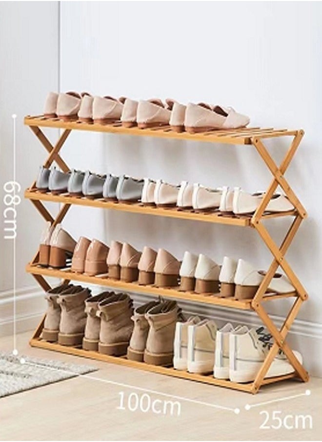 4 Tier Portable Multipurpose Foldable Bamboo Shoe Rack Shoe Organizer Shelf Storage Rack Display Stand for Entryway Living Room Home Office 100x25x68 cm - pzsku/Z7F323576A7E867BB1304Z/45/_/1720161880/a8cecead-89aa-4d48-8e4b-2a96abb9e7c1