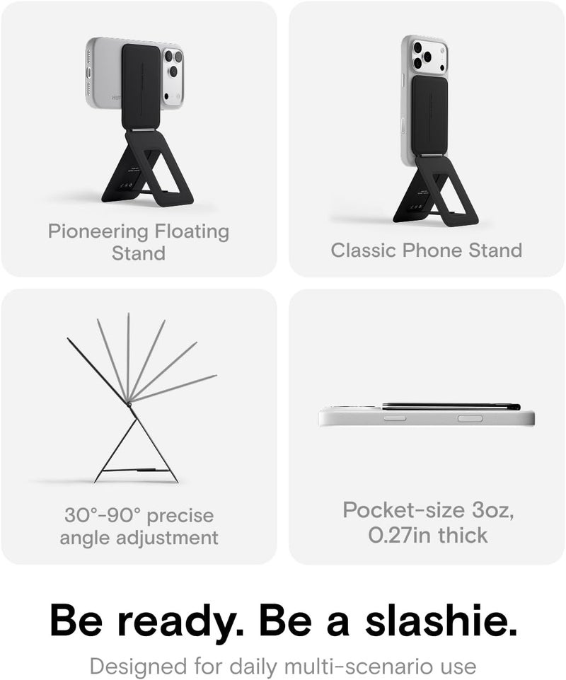 MOFT Phone Tripod Stand Magnetic Selfie Stick for iPhone, Multi-Angles iPhone Stand, Lightweight&Portable Phone Holder,Strong Magnets,MOVAS Vegan Leather,Travel Essentials,Jet Black(Without Card Slot) - Image 3