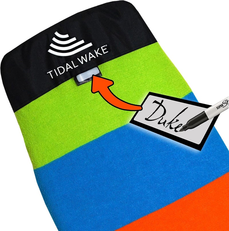 Tidal Wake TAG-IT Surf & Wake Board Socks, SNUB NOSE STYLE, Built-In Tag to Personalize with Your Name, 58" Long, 21" Wide - Image 1