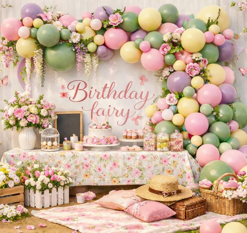 Beaumode Dusty Green Pink Yellow Purple Balloon Arch Kit for Wildflower Baby In Bloom Baby Shower Girls Birthday Love in Bloom Bridal Shower Boho Garden Boho Tea Party Decoration - Image 1