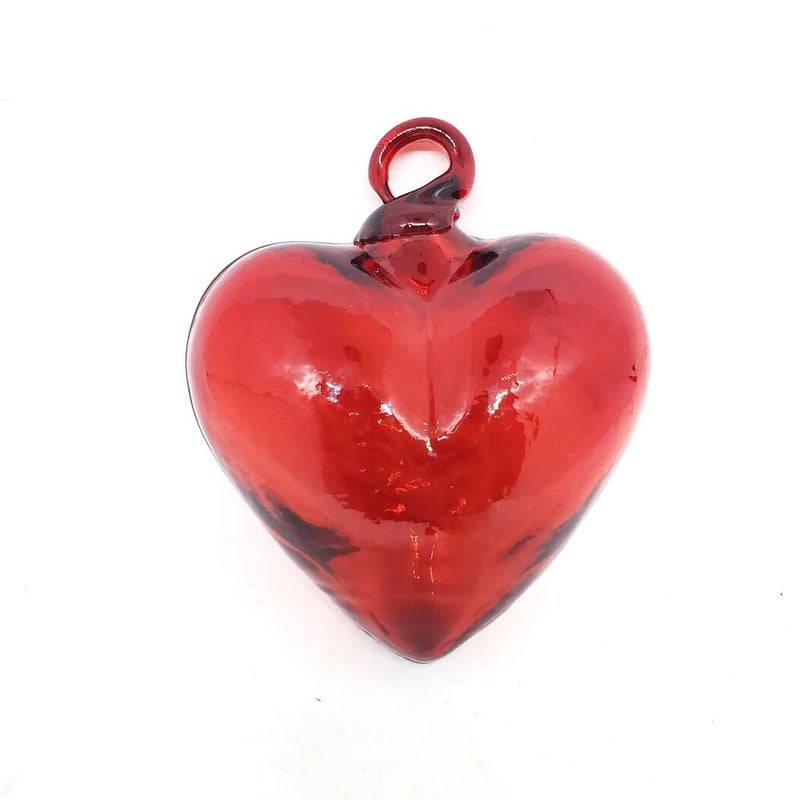 MexHandcraft Red 3.5 inch Medium Hanging Glass Hearts (Set of 6)  Recycled Blown Glass (Medium Hearts) - Image 2