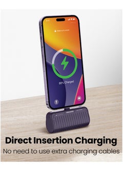 Moxedo Moxedo Capsule 5000 mAh Mini Power Bank 20W PD Fast Charging Portable Charger with Built-in Lightning Connector with Kickstand Compatible for iPhone 14/14 Pro Max/13/12/11/X/8/7/6 Plus (Purple)  - Image 3