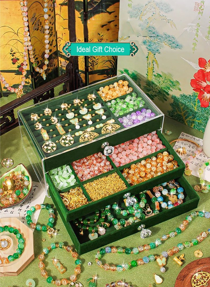 MissTiara 700+ Beads for Bracelet Making Kit, DIY Jewelry Set with Pendant Charms, Elastic Strings, 10 Colors Beads with Storage Box and Gift Bag for Bracelets, Necklace,Arts and Crafts Gift for Girls, Assorted - Image 3