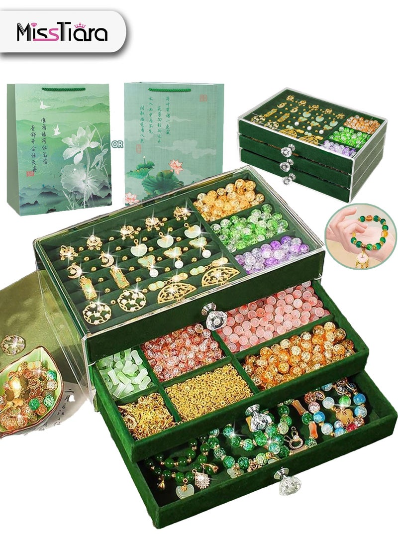 MissTiara 700+ Beads for Bracelet Making Kit, DIY Jewelry Set with Pendant Charms, Elastic Strings, 10 Colors Beads with Storage Box and Gift Bag for Bracelets, Necklace,Arts and Crafts Gift for Girls, Assorted - Image 1