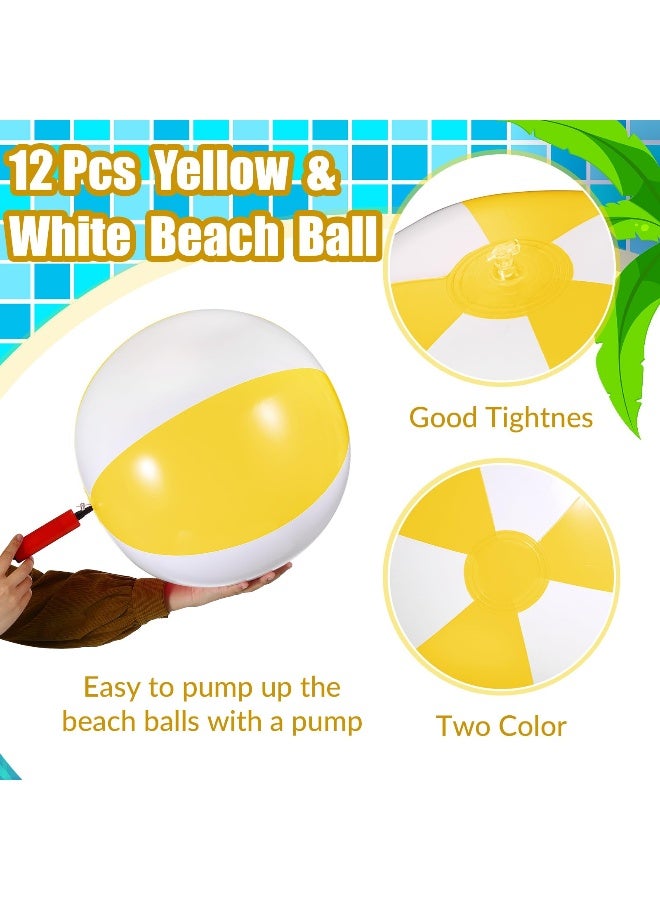 Chitidr 12 Pcs 16 Beach Ball PVC Inflatable Ball Bulk Blow up Pool Balls for Swimming Pool Summer Hawaiian Tropical Theme Party Favors Decorations Favors Supplies Yellow - Image 3