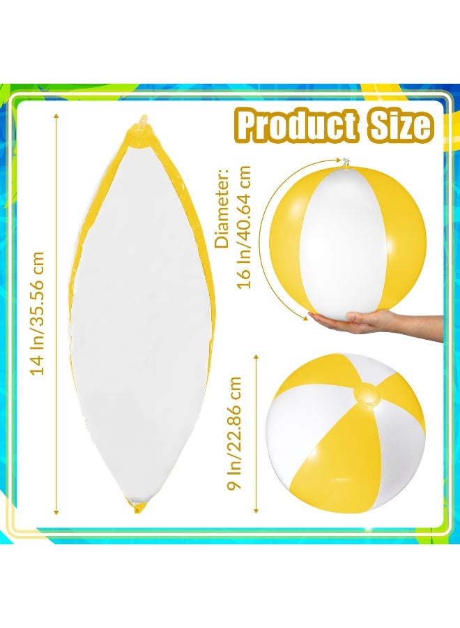 Chitidr 12 Pcs 16 Beach Ball PVC Inflatable Ball Bulk Blow up Pool Balls for Swimming Pool Summer Hawaiian Tropical Theme Party Favors Decorations Favors Supplies Yellow - Image 2