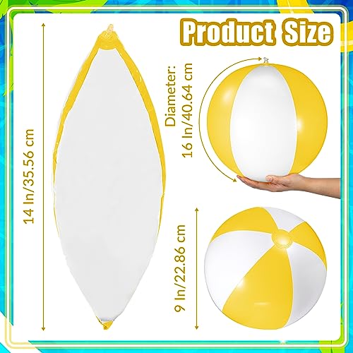 Chitidr 12 Pcs 16 Beach Ball PVC Inflatable Ball Bulk Blow up Pool Balls for Swimming Pool Summer Hawaiian Tropical Theme Party Favors Decorations Favors Supplies Yellow - Image 5