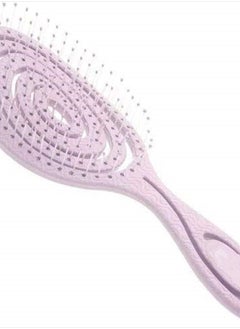 Eco Friendly Straw Hairbrush, Flexible Soft Pin Bristles, Detangling Wet/Dry Hair, Head Massaging Pro (Pink)