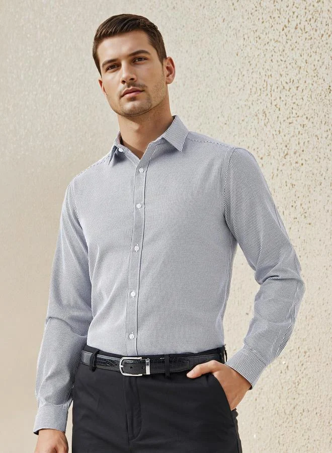 سبلاش فيڤ قميص كاروهات بياقة وأكمام طويلة بقصة عادية