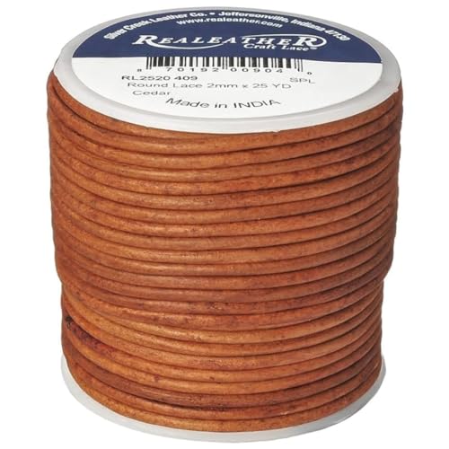 Realeather RL2520-0403 Calf Leather Lace for Crafts and Jewelry Making, 0.2 x 25', Cedar, 1-Spool - Image 1